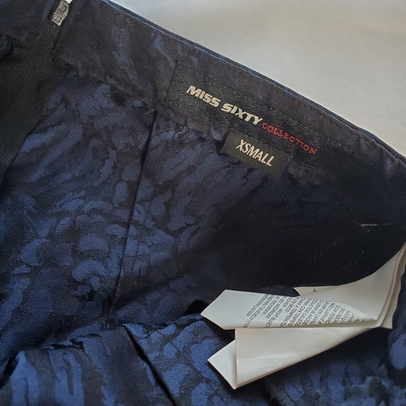 Miss Sixty Brocade Tulip Wrap Skirt Blue Black Animal Print - Picture 3 of 12